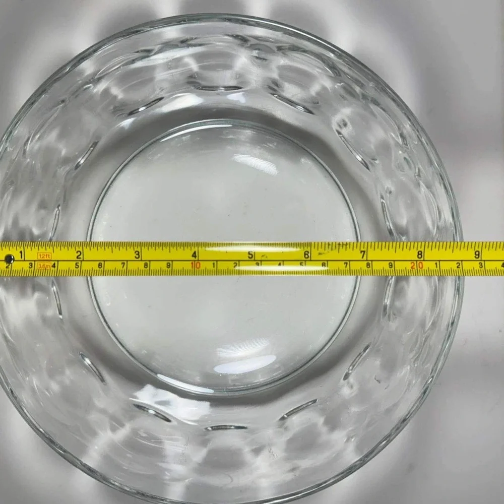 Arcoroc Serving‎ Bowl Clear Glass Thumbprint Pattern France Vintage